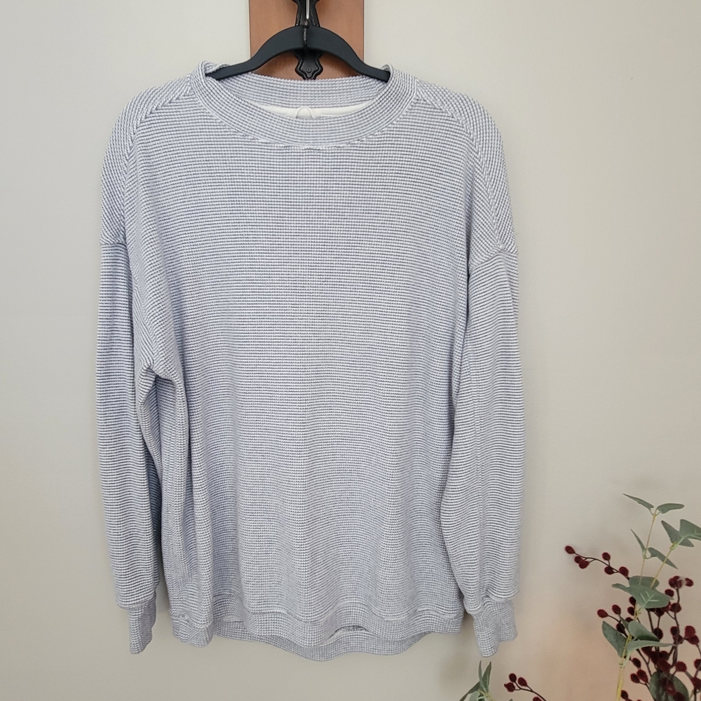 Aerie Light Blue Crewneck Waffle Knit Sweater
